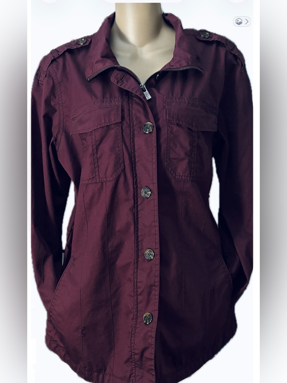 - BUFFALO-David Bitton | Merlot | Button-Front Utility Jacket  | MED